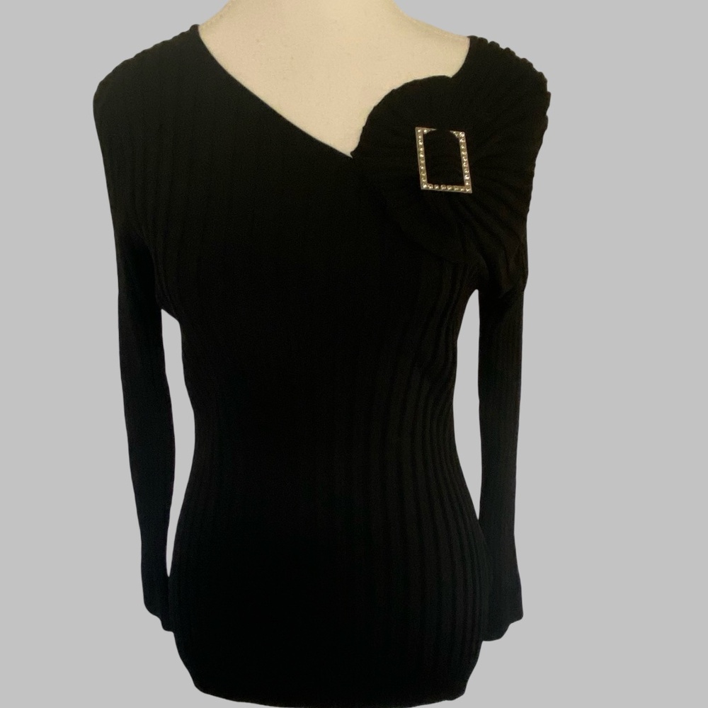 Belldini Black Silver Embellished  Holiday Party Sweater. Sz- L